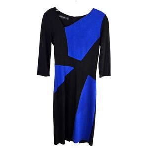 Homeyee Women's Dress 4 Black Blue Sleeves Misses Size Small S